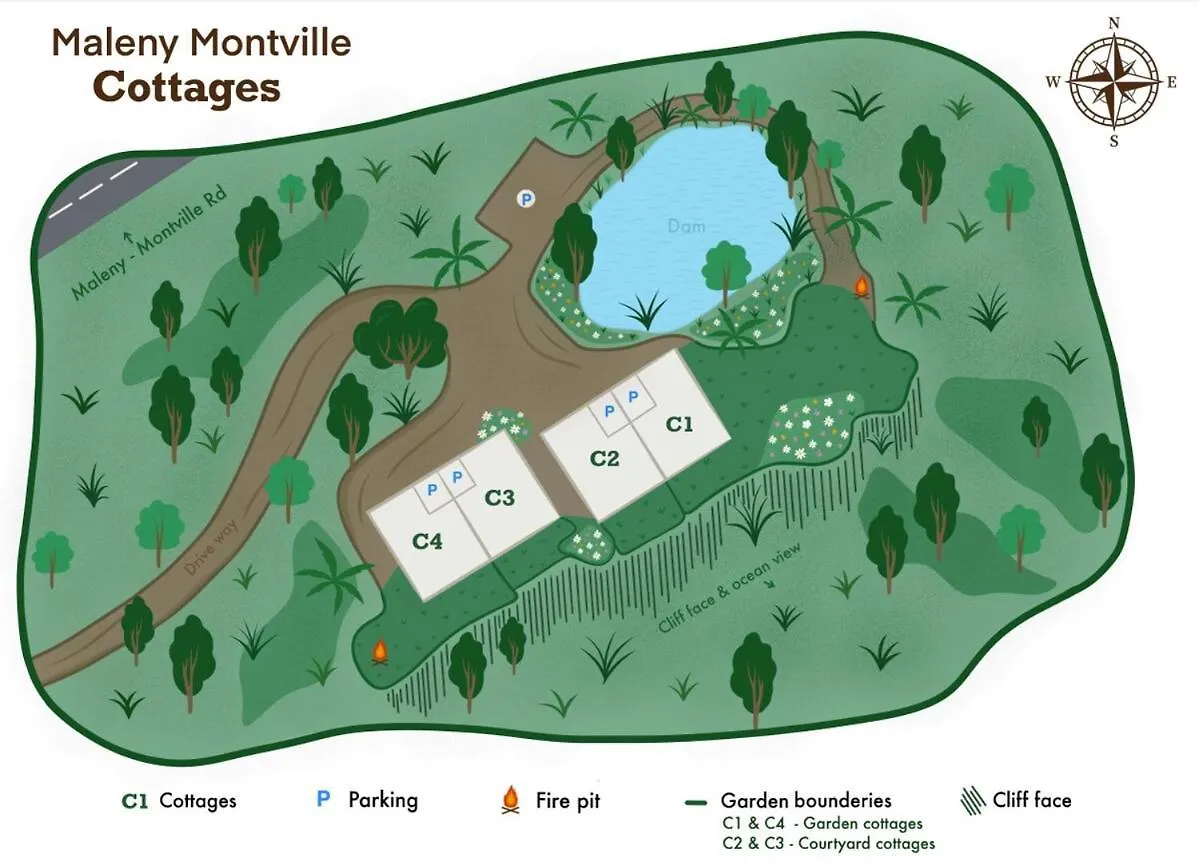 Maleny-Montville Cottages #2, 2 Bed With Ocean Views Balmoral Ridge